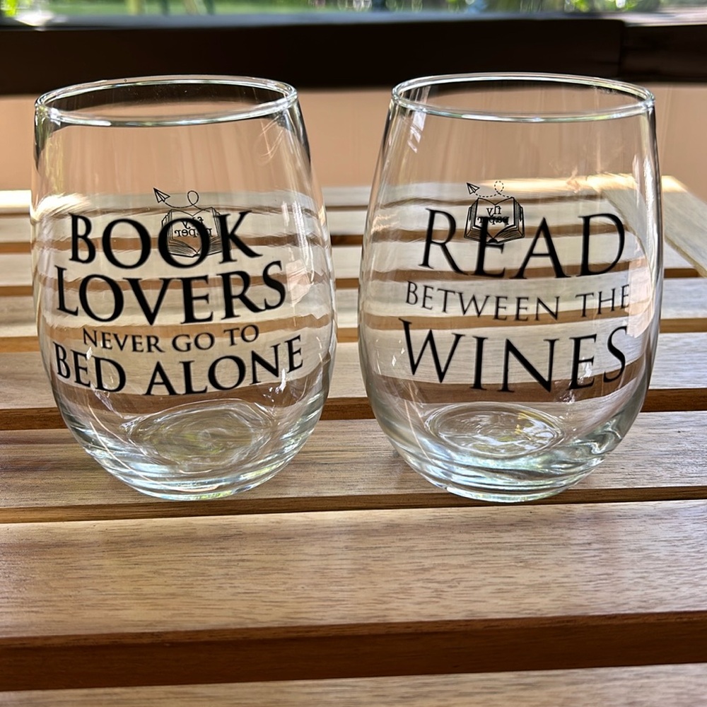 Bookish Wine Stemless Wine Glasses, set of two